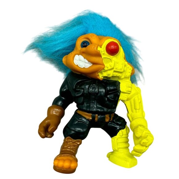 1992 Hasbro Battle Trolls Cyborg Action Figure With Blue Hair READ - Picture 1 of 3